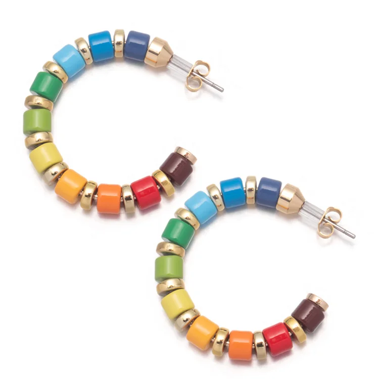 New Bohemian Round Tile Enamel Beads Loose Spacer Beads Women Small Hoop Earrings Statement Jewelry, Colorful
New Bohemian Round Tile Enamel Beads Loose Spacer Beads Women Small Hoop Earrings Statement Jewelry, Colorful