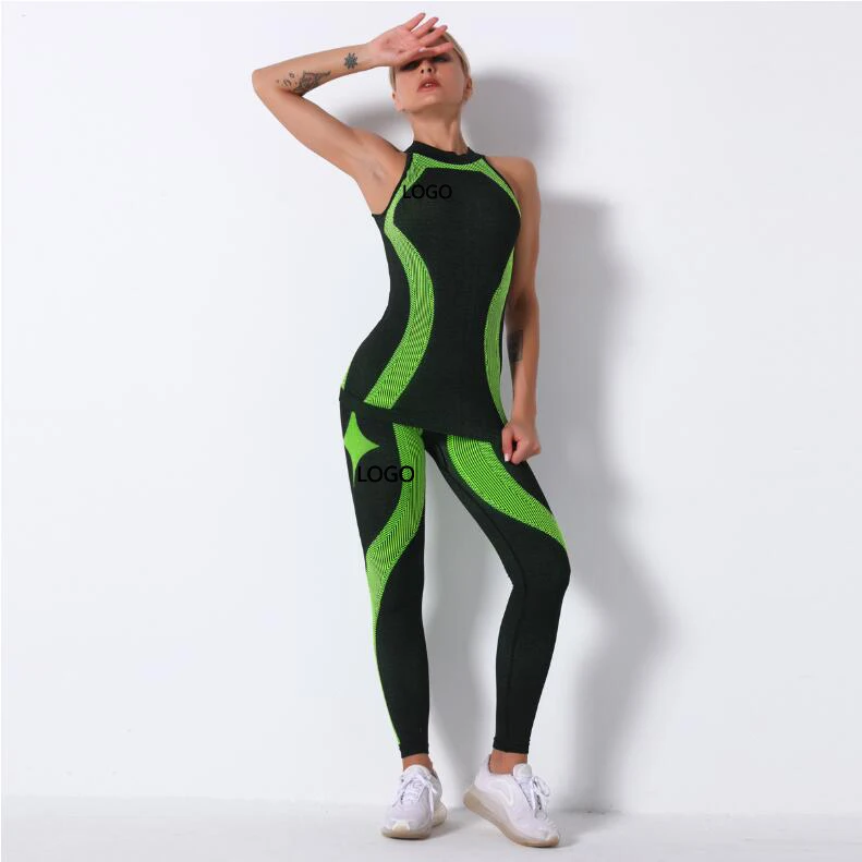 Top Selling Seamless Knitted Striped Sports Yoga Wear Two Piece Vest Outdoor Sports Yoga Pants Suit, As picture
Top Selling Seamless Knitted Striped Sports Yoga Wear Two Piece Vest Outdoor Sports Yoga Pants Suit, As picture