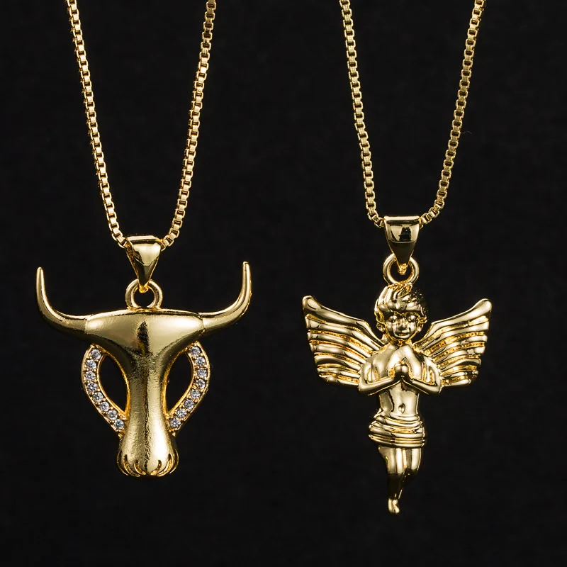 European New Design 18K Gold Plated Micro Pave CZ OX Pendant Necklaces Personalized Angel Necklaces For Women Girl 
European New Design 18K Gold Plated Micro Pave CZ OX Pendant Necklaces Personalized Angel Necklaces For Women Girl