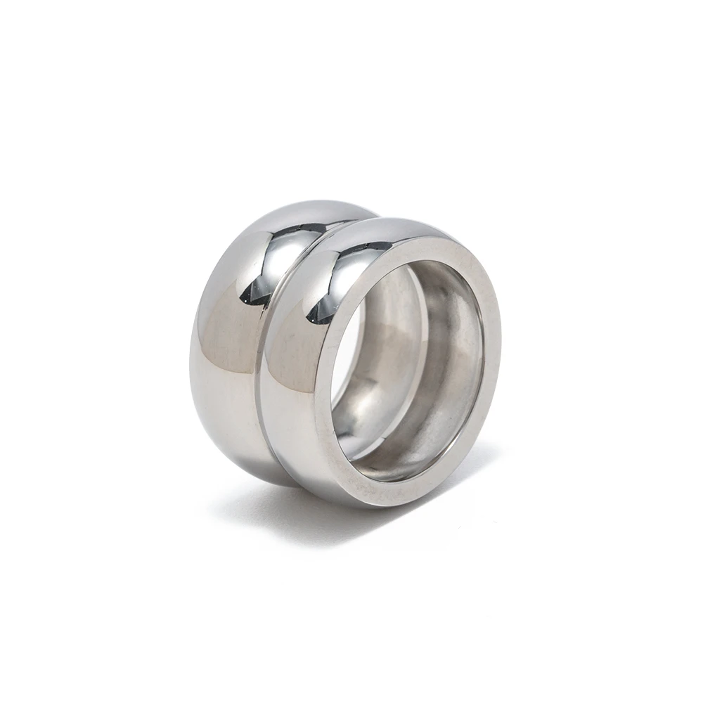 INS New Trendy Stainless Steel Silver Plated Double Layer Ring Smooth Wide High Polished Finger Rings
INS New Trendy Stainless Steel Silver Plated Double Layer Ring Smooth Wide High Polished Finger Rings