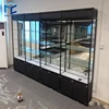 Factory customized red color opening door aluminum dustproof glass showcase glass display cabinet