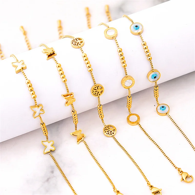 New Arrival Waterproof Stainless Steel Jewelry Geometric Eviles Eyes Hollow Tree of Life Butterfly Shell Bracelets For Women
New Arrival Waterproof Stainless Steel Jewelry Geometric Eviles Eyes Hollow Tree of Life Butterfly Shell Bracelets For Women
