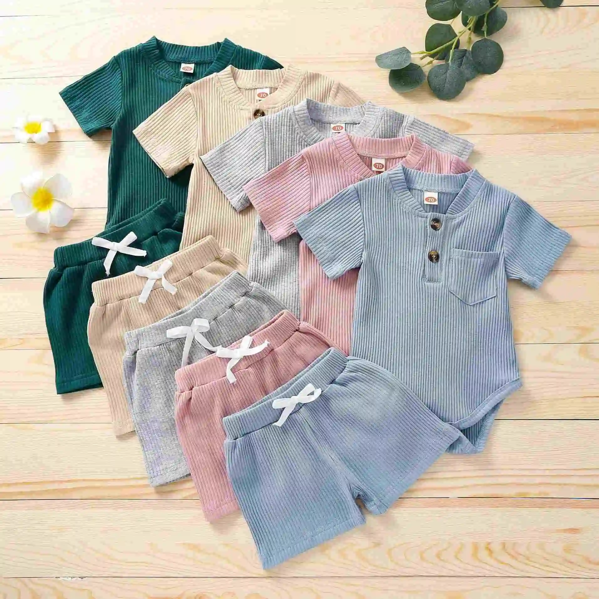 COLORFUL Newborn Kids Clothing Short Sleeve Bodysuit Shorts Ribbed Solid 2Pcs Outfits Set, As picture
COLORFUL Newborn Kids Clothing Short Sleeve Bodysuit Shorts Ribbed Solid 2Pcs Outfits Set, As picture