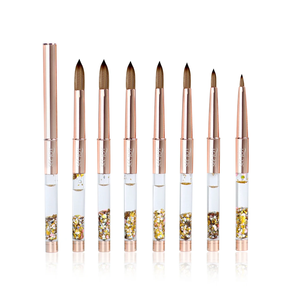 Gold Kolinsky Acrylic Nail Brush Custom Logo Metal Handle Acrylic Nail Brush With Liquid Glitter Hand
Gold Kolinsky Acrylic Nail Brush Custom Logo Metal Handle Acrylic Nail Brush With Liquid Glitter Hand