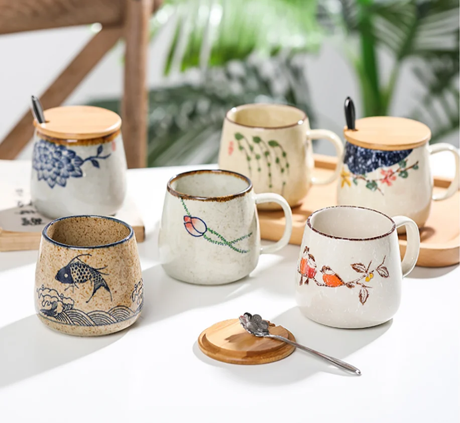 Vintage Coffee Unique Japanese Retro Ceramic 380ml Kiln Clay Breakfast Cup Creative Gift mug spoon set with lid for Friends, Valentine cups mugs
Vintage Coffee Unique Japanese Retro Ceramic 380ml Kiln Clay Breakfast Cup Creative Gift mug spoon set with lid for Friends, Valentine cups mugs