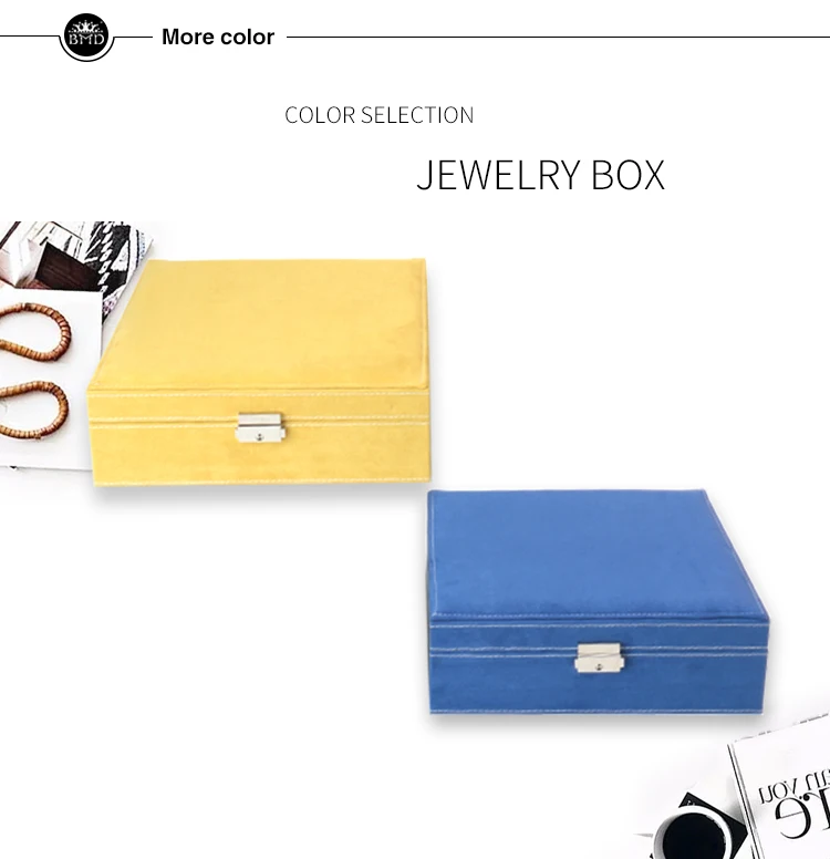 bmd r039-n19c dark blue big square velvet jewellery box with