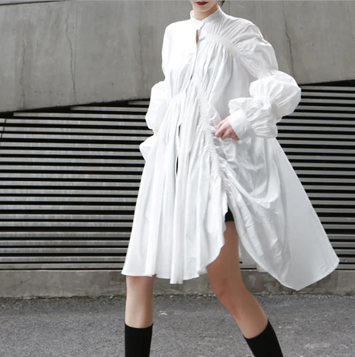 Fashion Vestidos Women Elegant Summer Casual Dresses Pleated Irregular Drawing Lantern Sleeve Plus Size Shirt Dress 1031
Fashion Vestidos Women Elegant Summer Casual Dresses Pleated Irregular Drawing Lantern Sleeve Plus Size Shirt Dress 1031