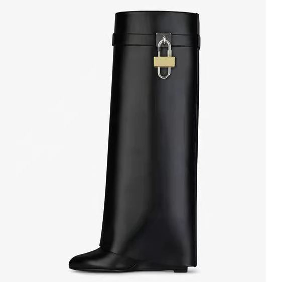 Ladies 2021 New Slip-on Boots In Shiny Calfskin Leather Women Covered Wedge Heels Almond-toe Boots, Black,brown,beige
Ladies 2021 New Slip-on Boots In Shiny Calfskin Leather Women Covered Wedge Heels Almond-toe Boots, Black,brown,beige