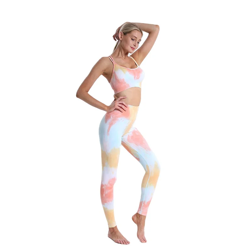 sport wear clothing 2 piece women tie dye fashionable gym sports bra and butt lift leggings set 
sport wear clothing 2 piece women tie dye fashionable gym sports bra and butt lift leggings set