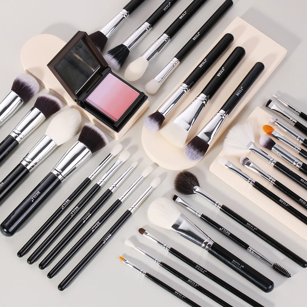 BEILI professional 25pcs edge brush comb double eyelash fan shape brush blending customized makeup brush kit wholesale, Black
BEILI professional 25pcs edge brush comb double eyelash fan shape brush blending customized makeup brush kit wholesale, Black