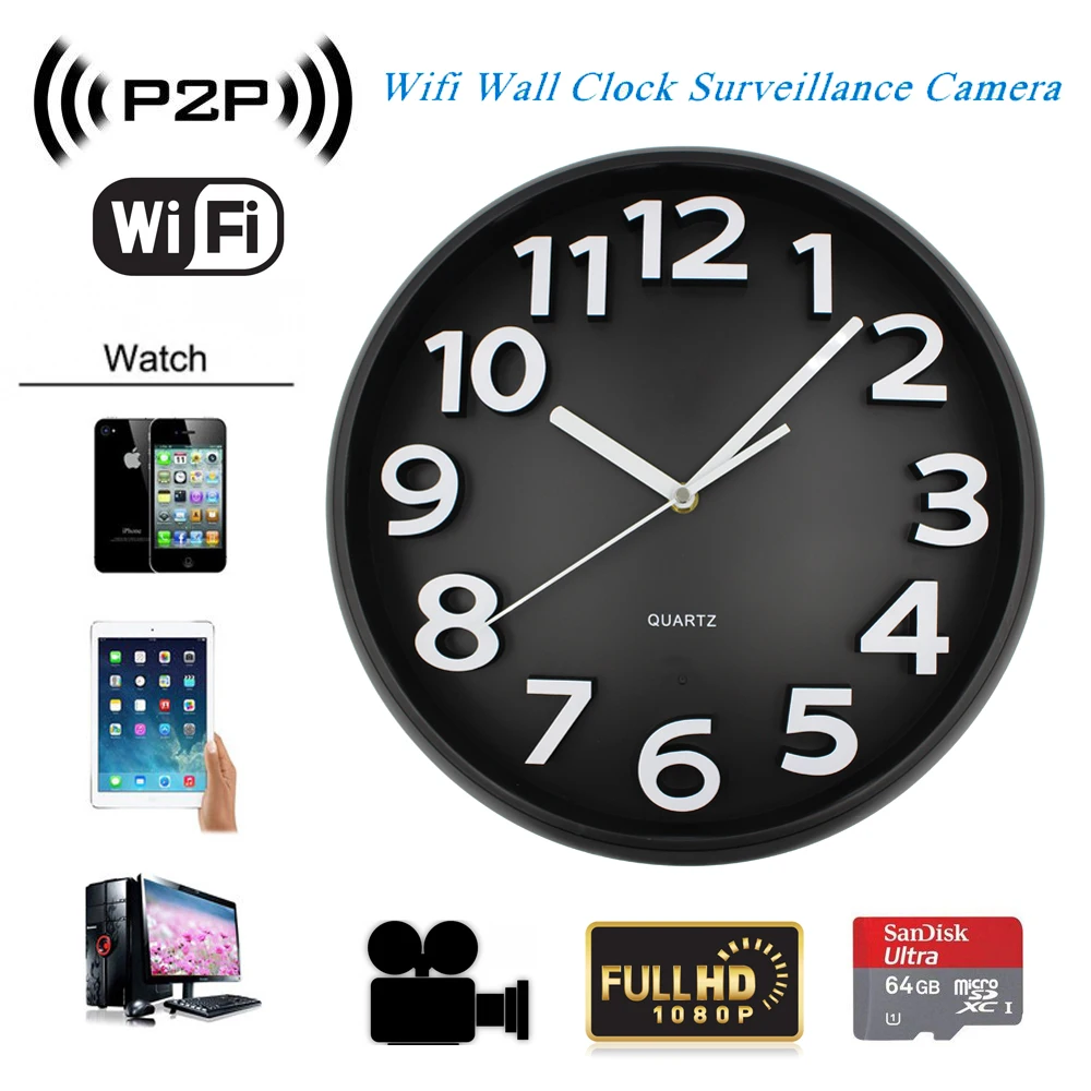 Wall Clocks Camera APP WiFi Spy Camera Wireless Hidden Camera Clock