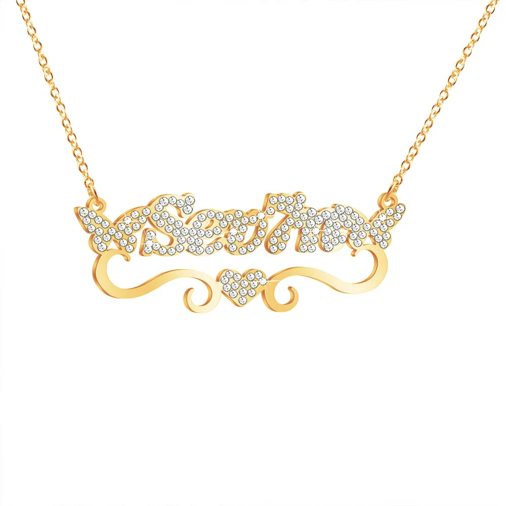 New popular stainless steel necklace heart shaped diamond encrusted butterfly pendant DIY name necklace
New popular stainless steel necklace heart shaped diamond encrusted butterfly pendant DIY name necklace