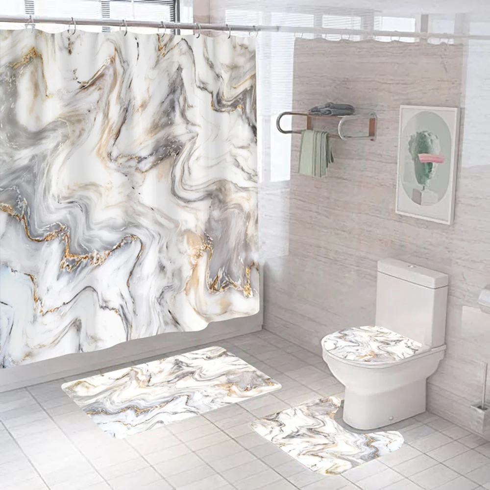 4pcs Luxury Fashion Brand Logo 3d Customer Print Shower Curtain Custom Logo Bathroom Set for Bathroom with Hooks, Multicolor
4pcs Luxury Fashion Brand Logo 3d Customer Print Shower Curtain Custom Logo Bathroom Set for Bathroom with Hooks, Multicolor