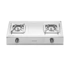 Two Burner Kitchen Stainless Steel Cast Iron Double Burner Stove Gas Cooktop Consumption Cooker