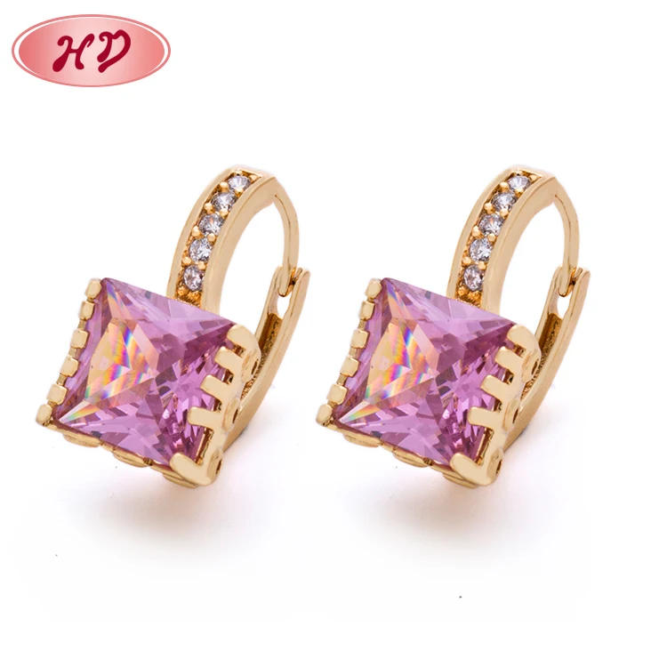 Multi Color Rainbow Jewelry Mini Rainbow Zircon Huggie Earrings, 18k white gold