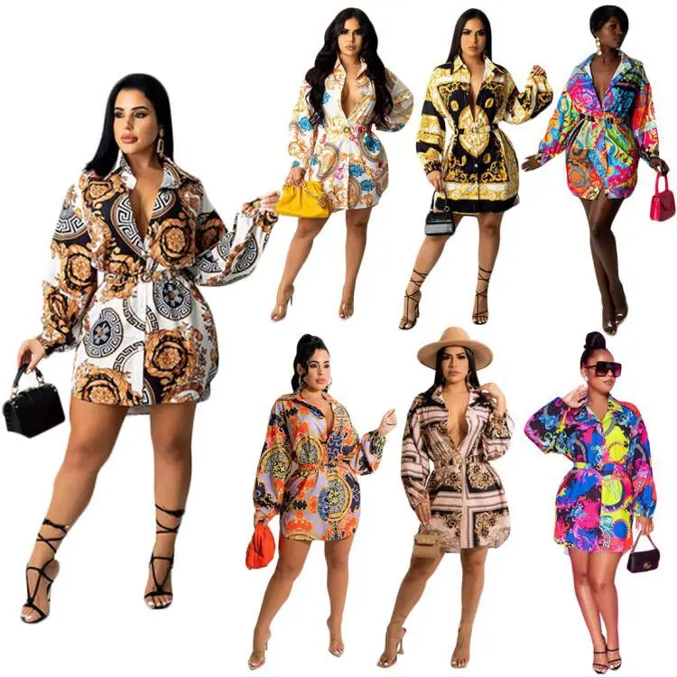Wholesale 2022 Summer Short Mini Casual Women Long Sleeve Shirt Dress African Print Button Up Famous Brands Designer Dress Women, Purple orange dress designer women
Wholesale 2022 Summer Short Mini Casual Women Long Sleeve Shirt Dress African Print Button Up Famous Brands Designer Dress Women, Purple orange dress designer women