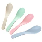 Eco friendly cheap 4 pcs/box baby wheat straw spoon for kids biodegradable soup spoon wholesale