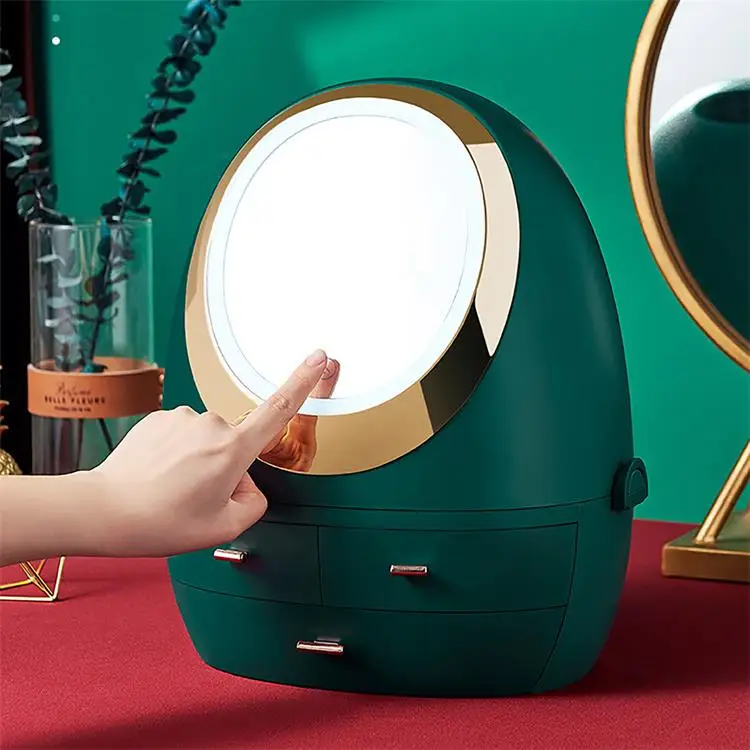 Desktop Cosmetic Organizer Desk Plastic Makeup Organizer With Mirror Led Light, Green or white
Desktop Cosmetic Organizer Desk Plastic Makeup Organizer With Mirror Led Light, Green or white