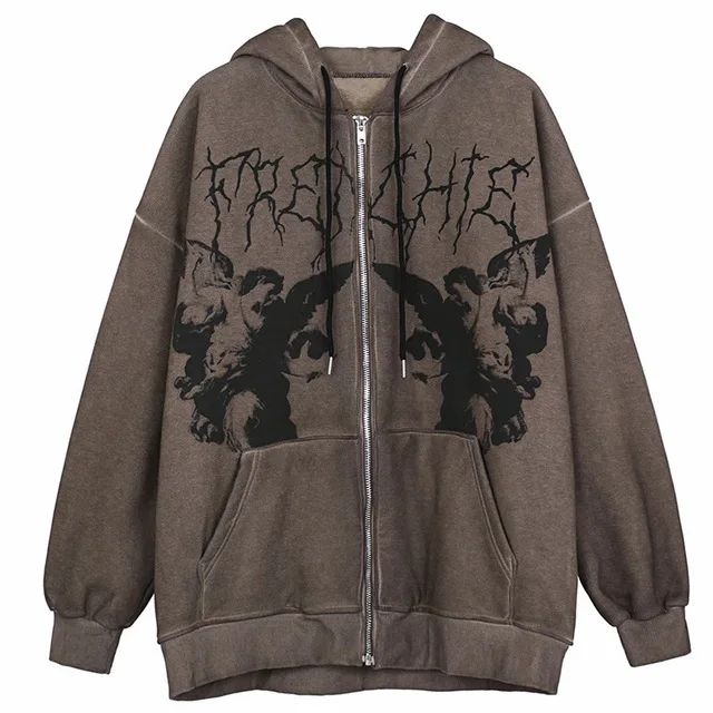 Women Hip Hop Streetwear Hoodies Women Jacket Angel Dark Print Jacket Coat Goth Harajuku Y2k Clothes Punk Jacket Outwear Zipper
Women Hip Hop Streetwear Hoodies Women Jacket Angel Dark Print Jacket Coat Goth Harajuku Y2k Clothes Punk Jacket Outwear Zipper