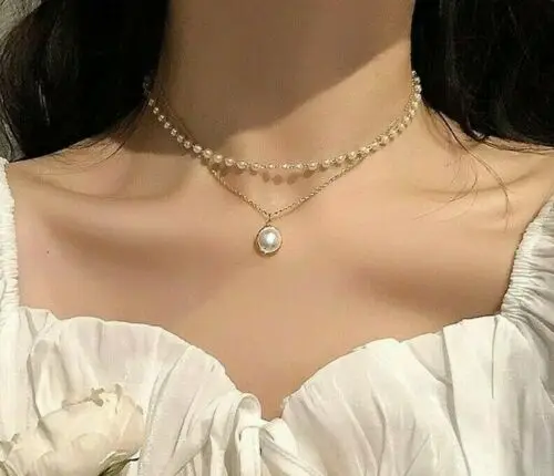Pearl Necklace Choker Double Layer Chain Pendant Necklaces Jewelry Gold Silver Color
Pearl Necklace Choker Double Layer Chain Pendant Necklaces Jewelry Gold Silver Color