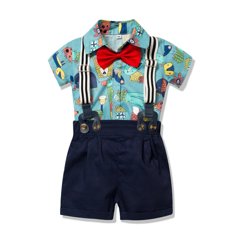 Fashion Cartoon Printing Short Sleeve Shirt and Suspender Shorts Baby Boy Clothes Set, Blue
Fashion Cartoon Printing Short Sleeve Shirt and Suspender Shorts Baby Boy Clothes Set, Blue