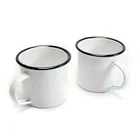 Camping Tin Enamel Mug with Handle Outdoor Indoor 12 oz 340 ml White Enamel Cup