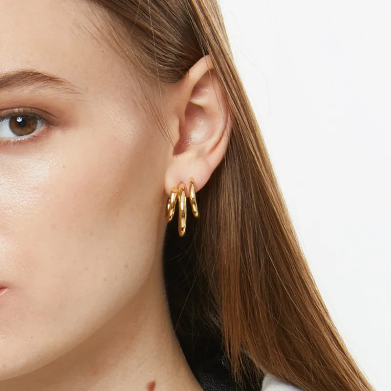 Minimalist Gold Plated Stainless Steel Fashion Earrings Stud 2021 Three Layered C Shape Hoop Earrings Women
Minimalist Gold Plated Stainless Steel Fashion Earrings Stud 2021 Three Layered C Shape Hoop Earrings Women