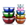 9-Piece Colorful Premium Nesting Mixing Bowl Set Round Stainless Steel Serving Salad Bowl with Plastic Lids