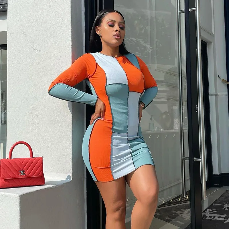 Dropshipping fall autumn 2021 women clothes casual dresses long sleeve patchwork color bodycon dress, Photos show
Dropshipping fall autumn 2021 women clothes casual dresses long sleeve patchwork color bodycon dress, Photos show