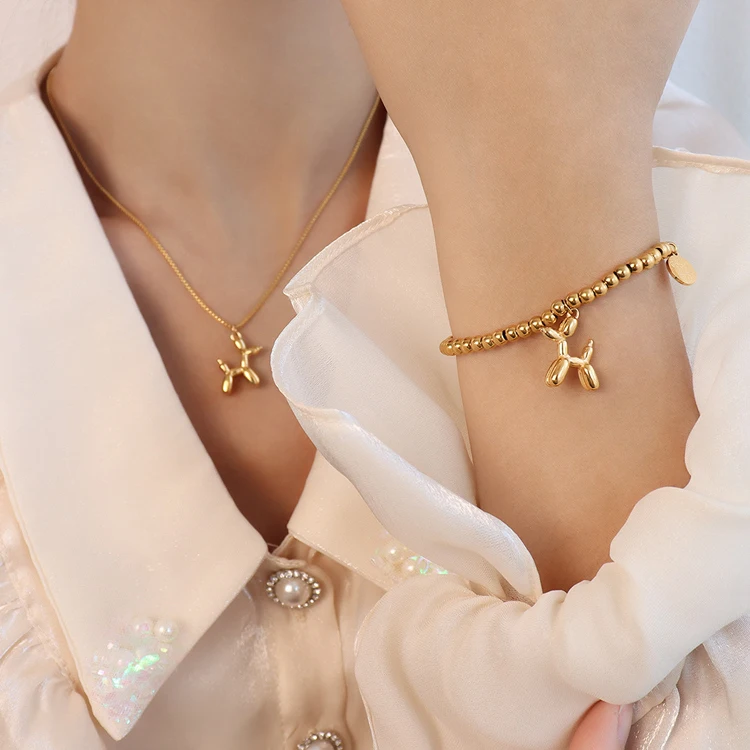 Cute dog charm bracelet elastic round bead chain adjustable good luck lady bangle jewelry stainless steel 18K gold, Optional as picture,or customized
Cute dog charm bracelet elastic round bead chain adjustable good luck lady bangle jewelry stainless steel 18K gold, Optional as picture,or customized