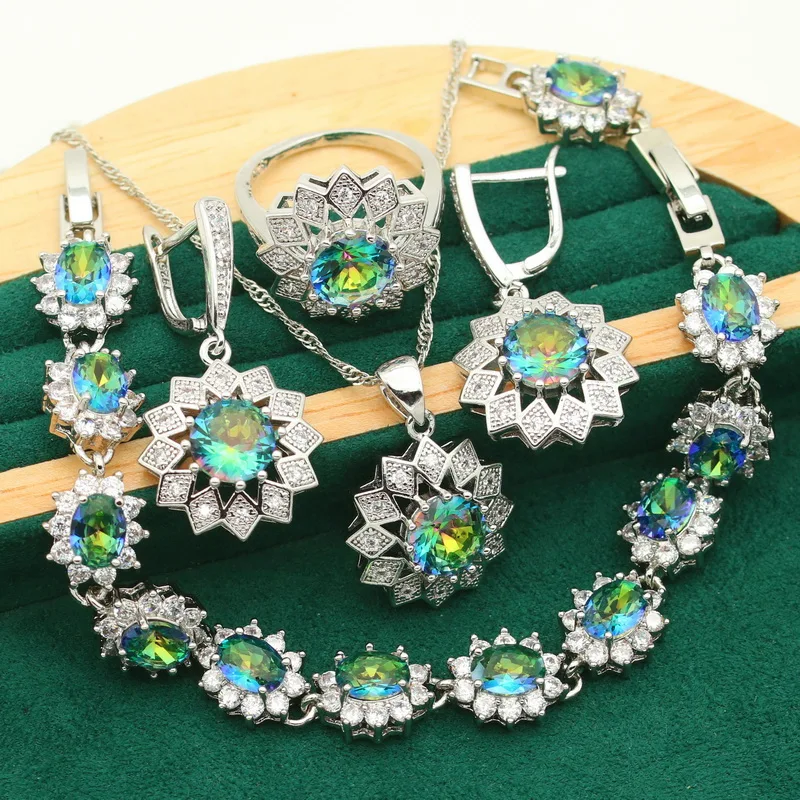 Classic Rainbow Topaz 925 Stamp Jewelry Sets For Women Bracelet Earrings Necklace pendant Ring Wedding Gift
Classic Rainbow Topaz 925 Stamp Jewelry Sets For Women Bracelet Earrings Necklace pendant Ring Wedding Gift