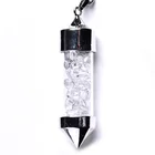 Natural white transparent bullet shape seven chakra chain healing crystal original gem necklace spirit pendulum