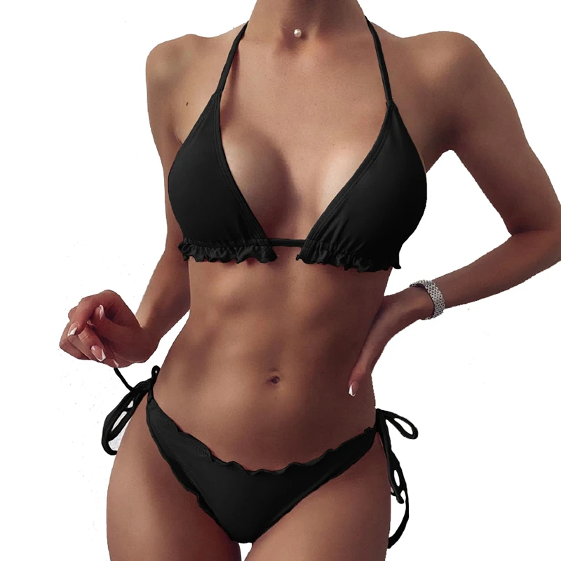 Wholesale New Arrivals Women Summer Black Color Sexy Bandage Halter 2 Piece Bikini Set For Ladies Swimwear, Customized color
Wholesale New Arrivals Women Summer Black Color Sexy Bandage Halter 2 Piece Bikini Set For Ladies Swimwear, Customized color