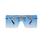 DLL4413 New crystal jewelry glasses sunglasses colorful diamond decorate eyewear design for women rimless gafas de sol