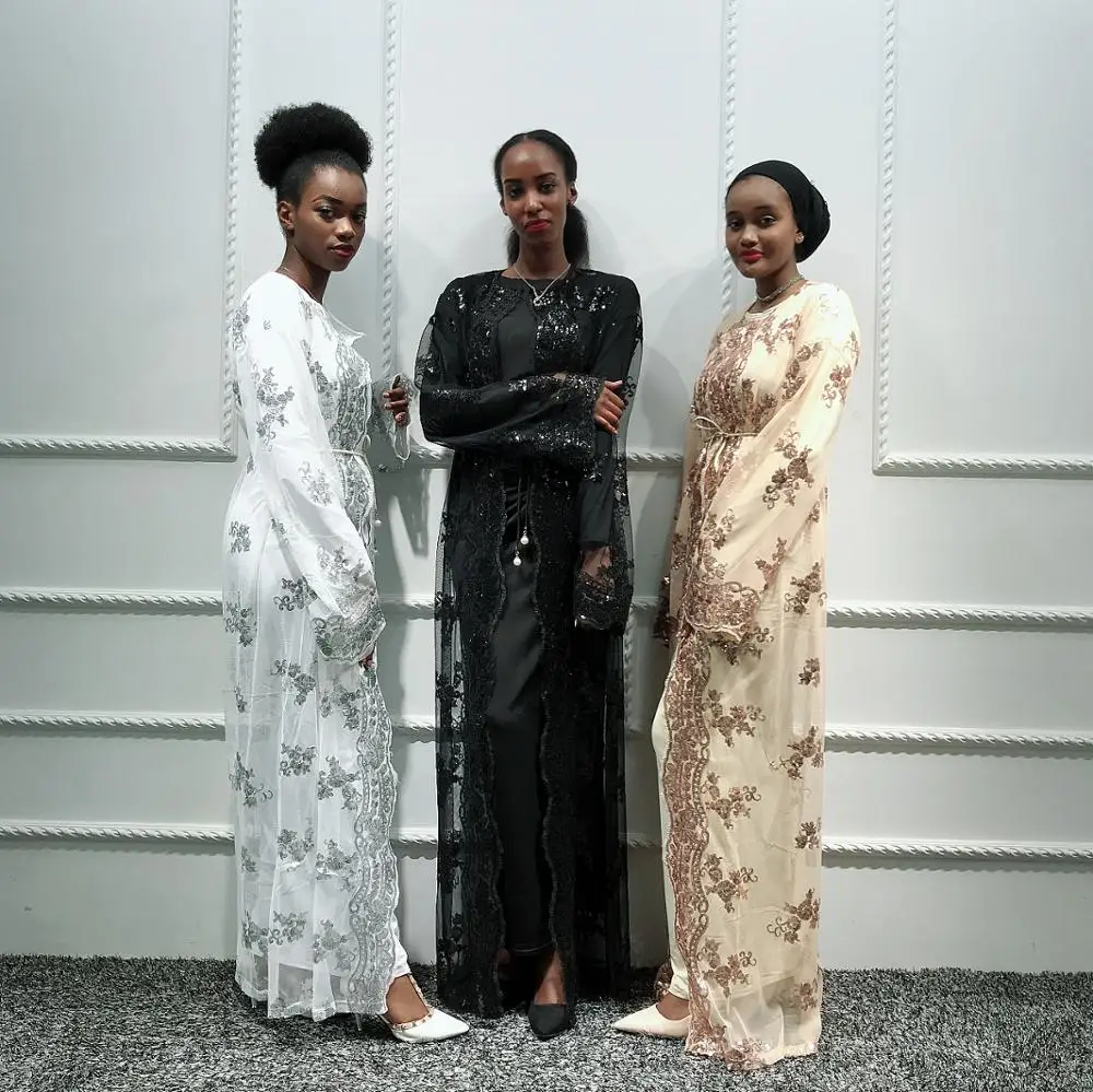 Whole sale Latest Elegant Lace Sequin Mesh Islamic Cardigan Women Fashion Open Abaya, Black,beige,white
Whole sale Latest Elegant Lace Sequin Mesh Islamic Cardigan Women Fashion Open Abaya, Black,beige,white