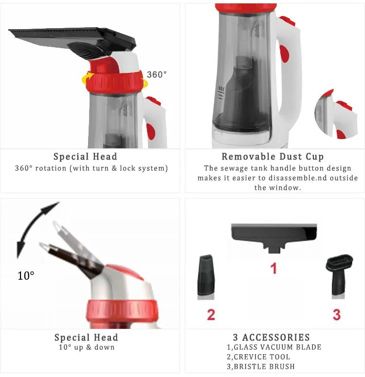 portable rechargeable window robot cleaner wireless window vacuum cleaner