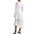 Cotton Dress New Fashion Womens Elegant Cutout Ruffled Cotton And Linen-Blend Maxi Sexy Casual Party Dress