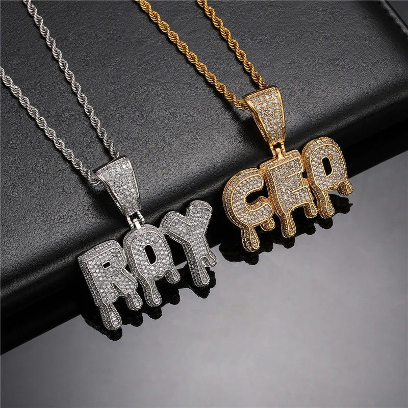 Iced Out Dripping Custom Name Pendants Necklaces Zircon 3D Initial Letters Customized Hip Hop Unisex Jewelry
Iced Out Dripping Custom Name Pendants Necklaces Zircon 3D Initial Letters Customized Hip Hop Unisex Jewelry