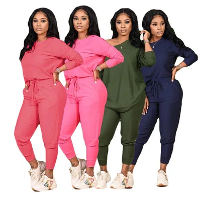 B53896A Woman casual 2pcs clothing set pure color round collar loose t-shirt with pants, Army green/rose red/pink/blue
B53896A Woman casual 2pcs clothing set pure color round collar loose t-shirt with pants, Army green/rose red/pink/blue