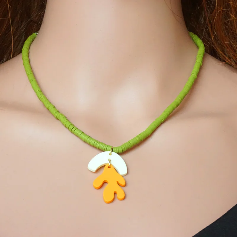 OUYE Summer Fashion Jewelry Small Round Piece Colored Soft Pottery Necklace Female Leisure Seaweed Pendant Necklace Pottery Clay, Color
OUYE Summer Fashion Jewelry Small Round Piece Colored Soft Pottery Necklace Female Leisure Seaweed Pendant Necklace Pottery Clay, Color