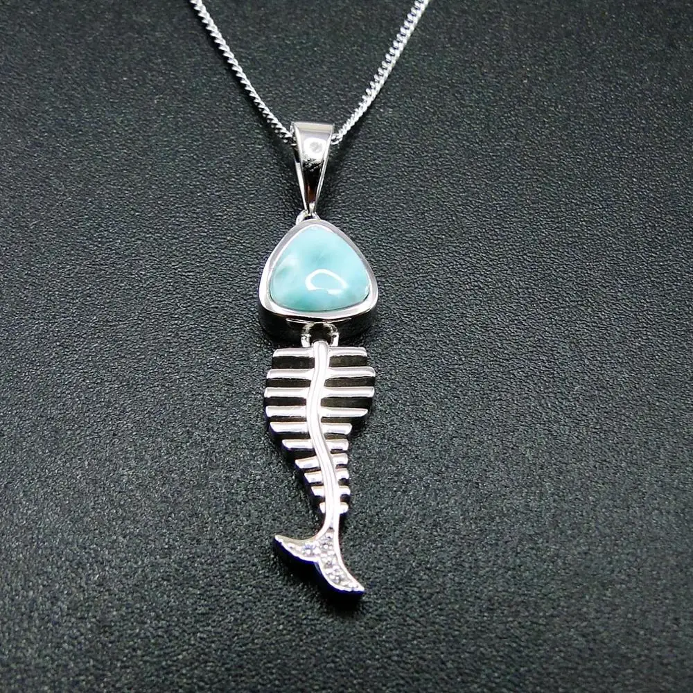 Newest Solid 925 Sterling Silver Blue Larimar Fish Bone Pendant Genuine Larimar Jewelry Pendant
Newest Solid 925 Sterling Silver Blue Larimar Fish Bone Pendant Genuine Larimar Jewelry Pendant