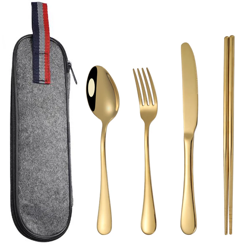 Camping cutlery portable flatware set stainless steel travel cutlery set fork knife spoon with bags
Camping cutlery portable flatware set stainless steel travel cutlery set fork knife spoon with bags