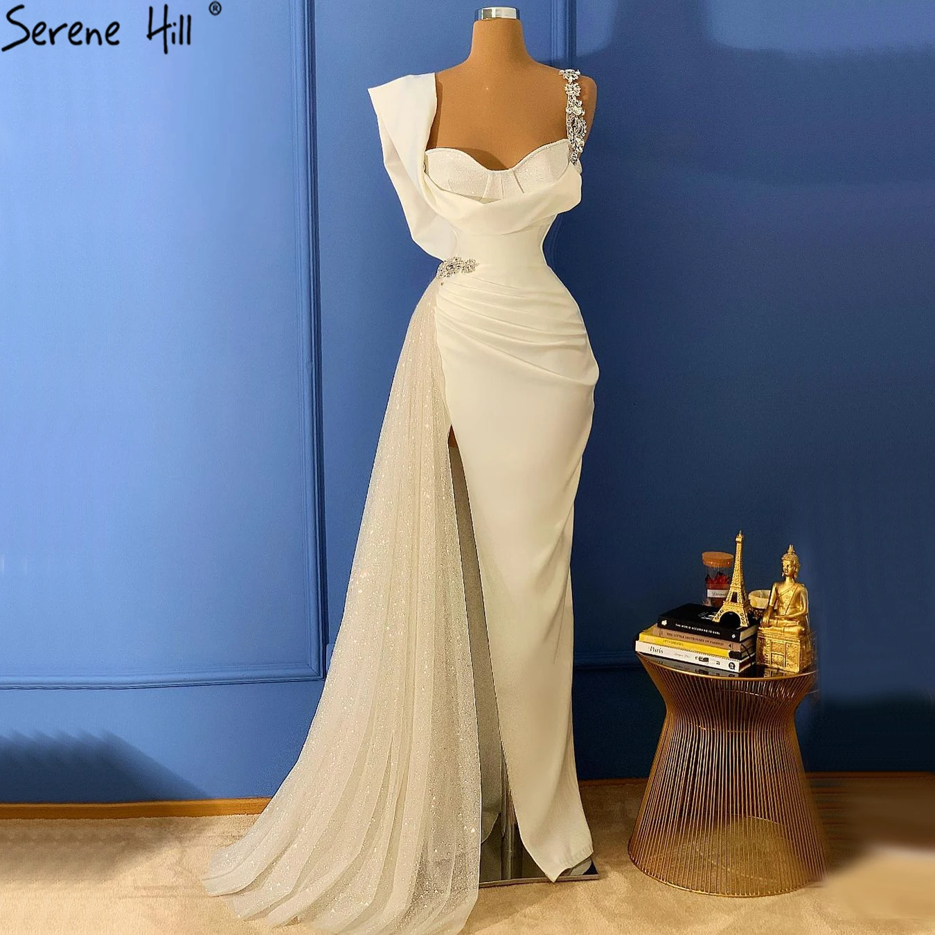 Elegant White One Shoulder Beaded Evening Dresses 2021 Serene Hill LA70886 Modest Stain Split Lady Long Party Gowns For Women
Elegant White One Shoulder Beaded Evening Dresses 2021 Serene Hill LA70886 Modest Stain Split Lady Long Party Gowns For Women