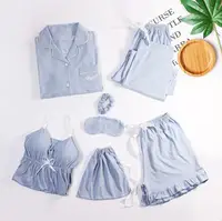 Factory wholesale 100% cotton solid color 7-piece pajamas sleepwear for women
Factory wholesale 100% cotton solid color 7-piece pajamas sleepwear for women