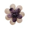 BRH119 Womens White Shell and Natural Amethyst Stone Handmade Flower Brooch