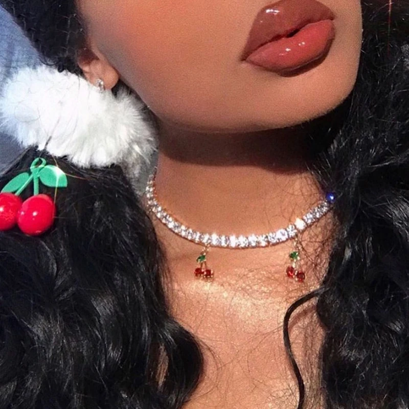 Korea Sweet Luxury Jewelry Bling Rhinestone CZ Tennis Chain Personality Hip Hop Pendant Crystal Cherry Choker Necklace For Women, Gold,silver pink color
Korea Sweet Luxury Jewelry Bling Rhinestone CZ Tennis Chain Personality Hip Hop Pendant Crystal Cherry Choker Necklace For Women, Gold,silver pink color