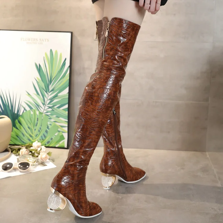 Autumn Fashion Crystal Strange heel Over Knee High Boots for Women Comfortable Pointy Toe Side Zipper Big Size Women Shoes, Brown
Autumn Fashion Crystal Strange heel Over Knee High Boots for Women Comfortable Pointy Toe Side Zipper Big Size Women Shoes, Brown