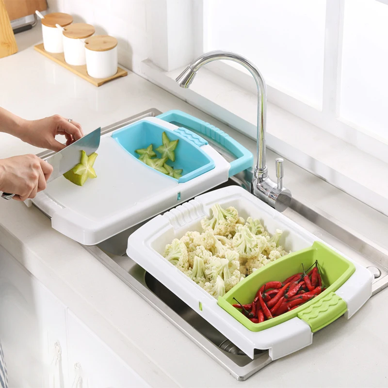 Home kitchen retractable multifunctional cut fruit and vegetable storage basket cutting board with sink and drain
Home kitchen retractable multifunctional cut fruit and vegetable storage basket cutting board with sink and drain