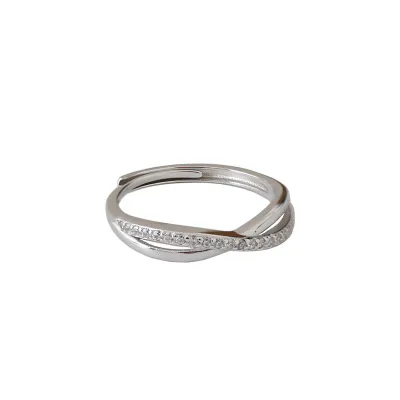925 Sterling Silver Ring With Micro Zircon Opening Personality Women Jewelry, As picture
925 Sterling Silver Ring With Micro Zircon Opening Personality Women Jewelry, As picture