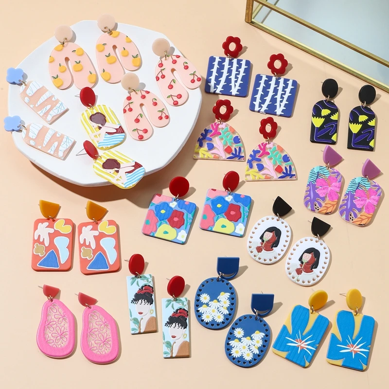 New Style Colorful Earrings Women's Geometric Plant Flower Resin Acrylic Earrings, As show
New Style Colorful Earrings Women's Geometric Plant Flower Resin Acrylic Earrings, As show